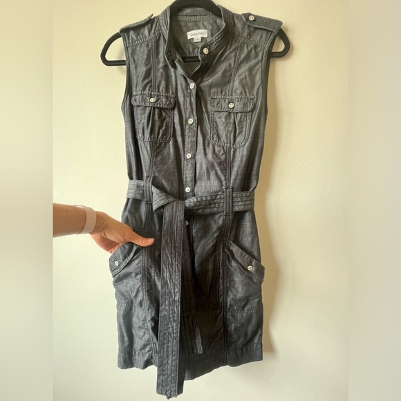 Y2K Calvin Klein Button Up Belt Tie
Waist Utility Dress - S - Picture 3 of 10